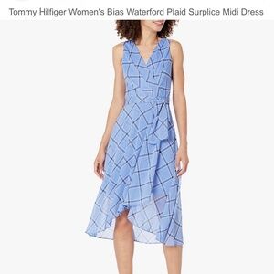Tommy Hilfiger Bias Waterford Plaid Surplice Midi Dress